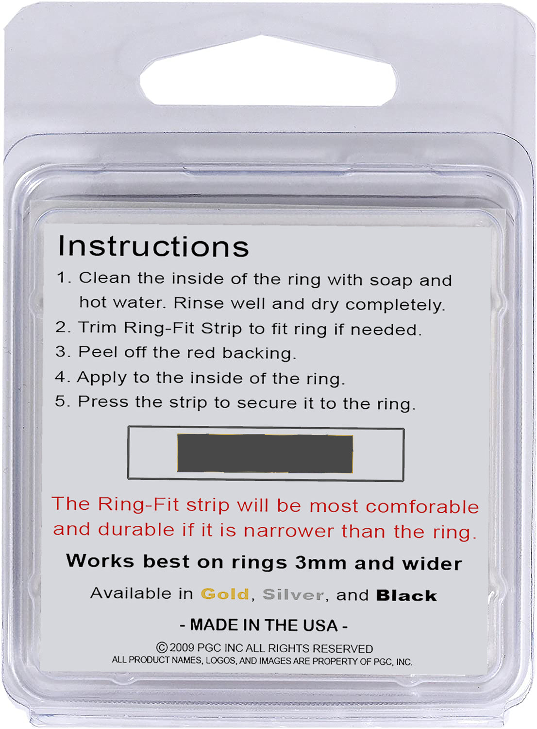 Ring-Fit Ring Sizing Strips for WIDE Rings (wider than 3mm)