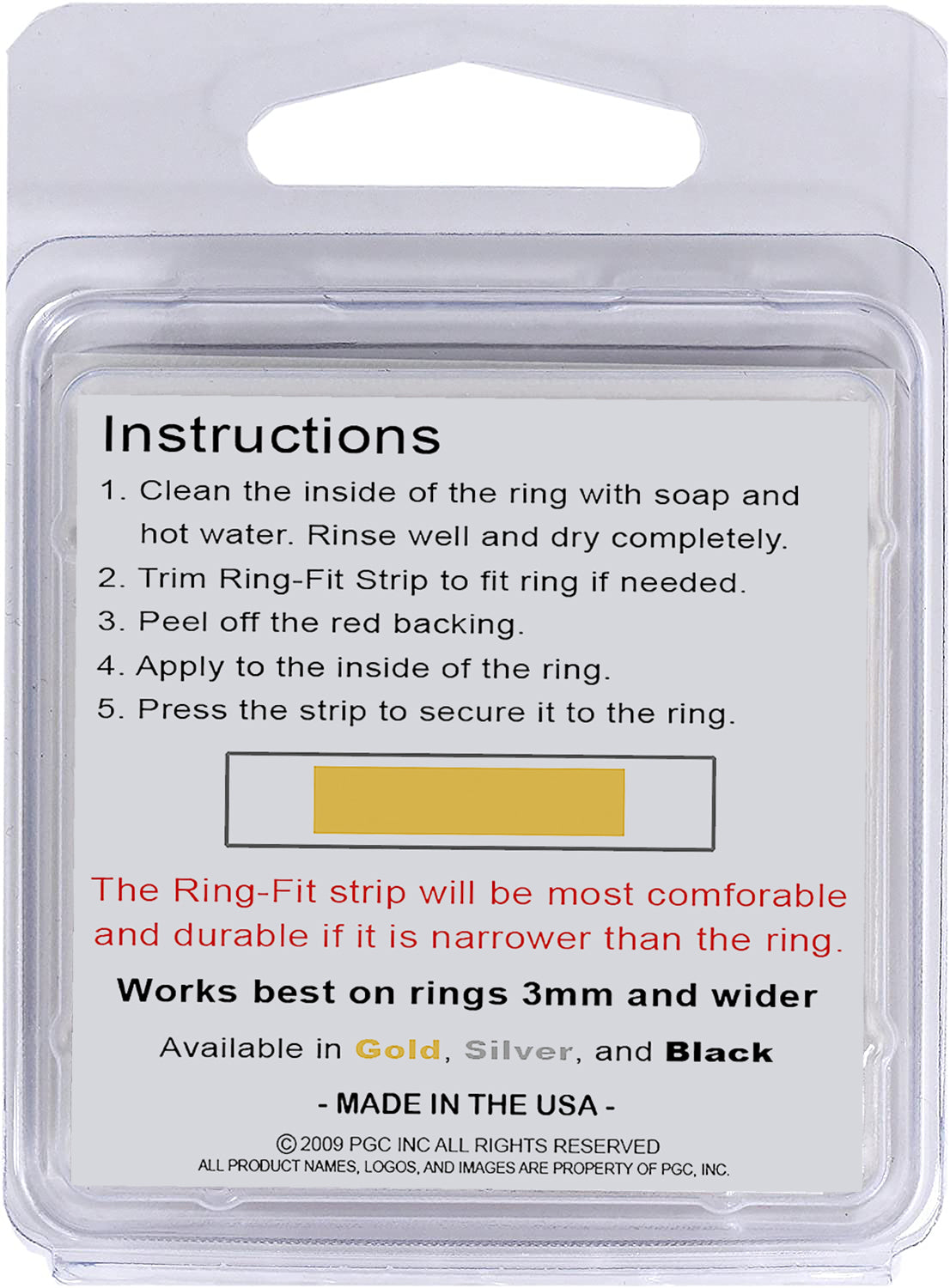 Ring-Fit Ring Sizing Strips for WIDE Rings (wider than 3mm)