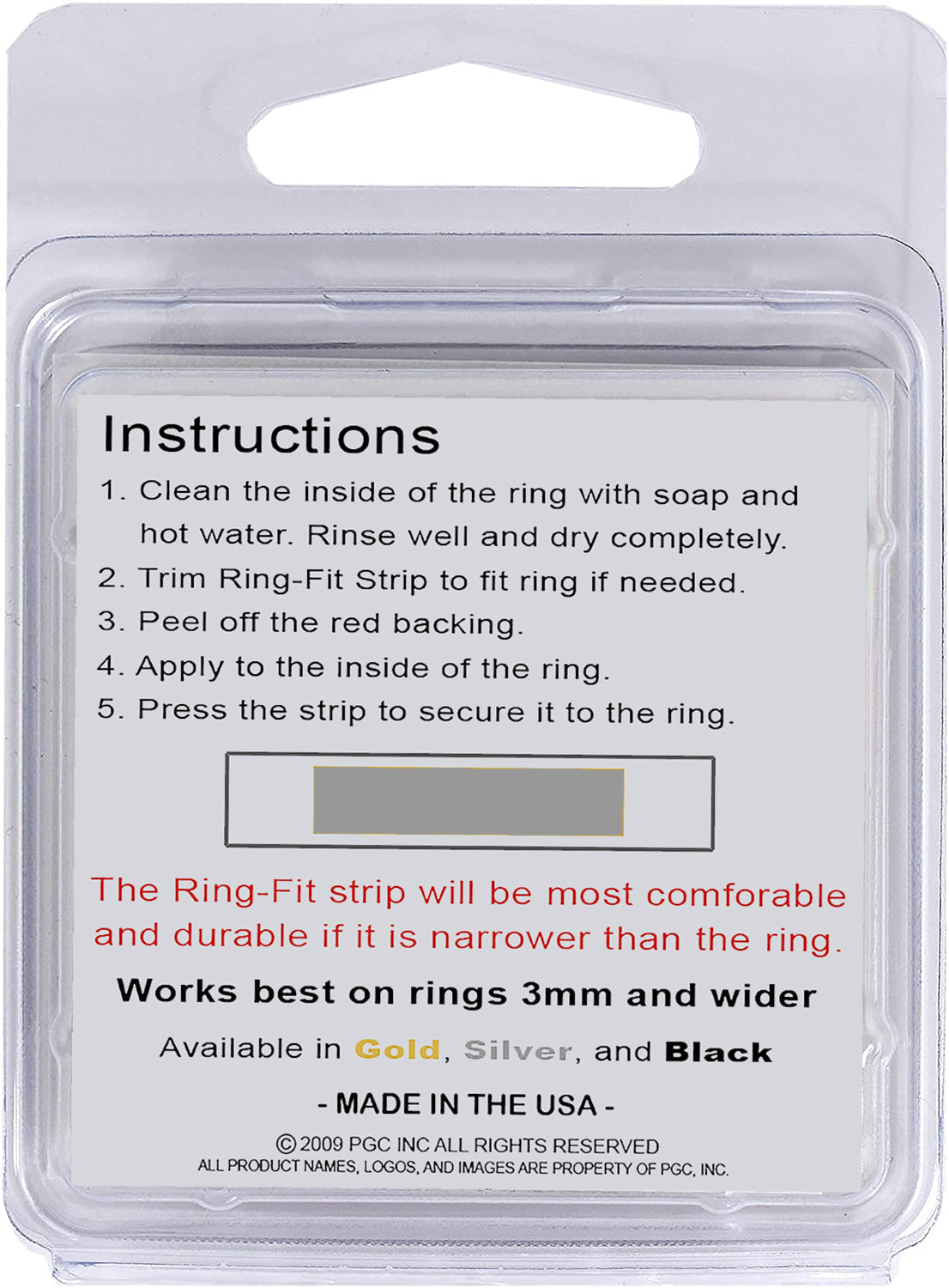 Ring-Fit Ring Sizing Strips for WIDE Rings (wider than 3mm)
